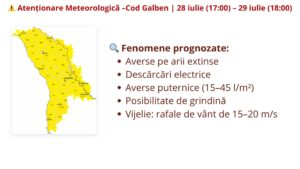 Atenționare pentru fermieri: Cod galben de instabilitate atmosferică în perioada 28–29 iulie