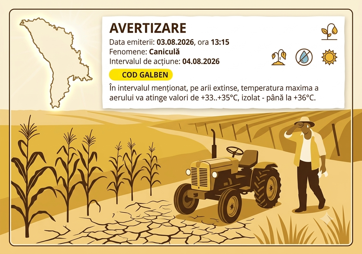 Cod galben de caniculă în toată țara: Recomandări pentru fermieri în zilele cu temperaturi de până la 36°C